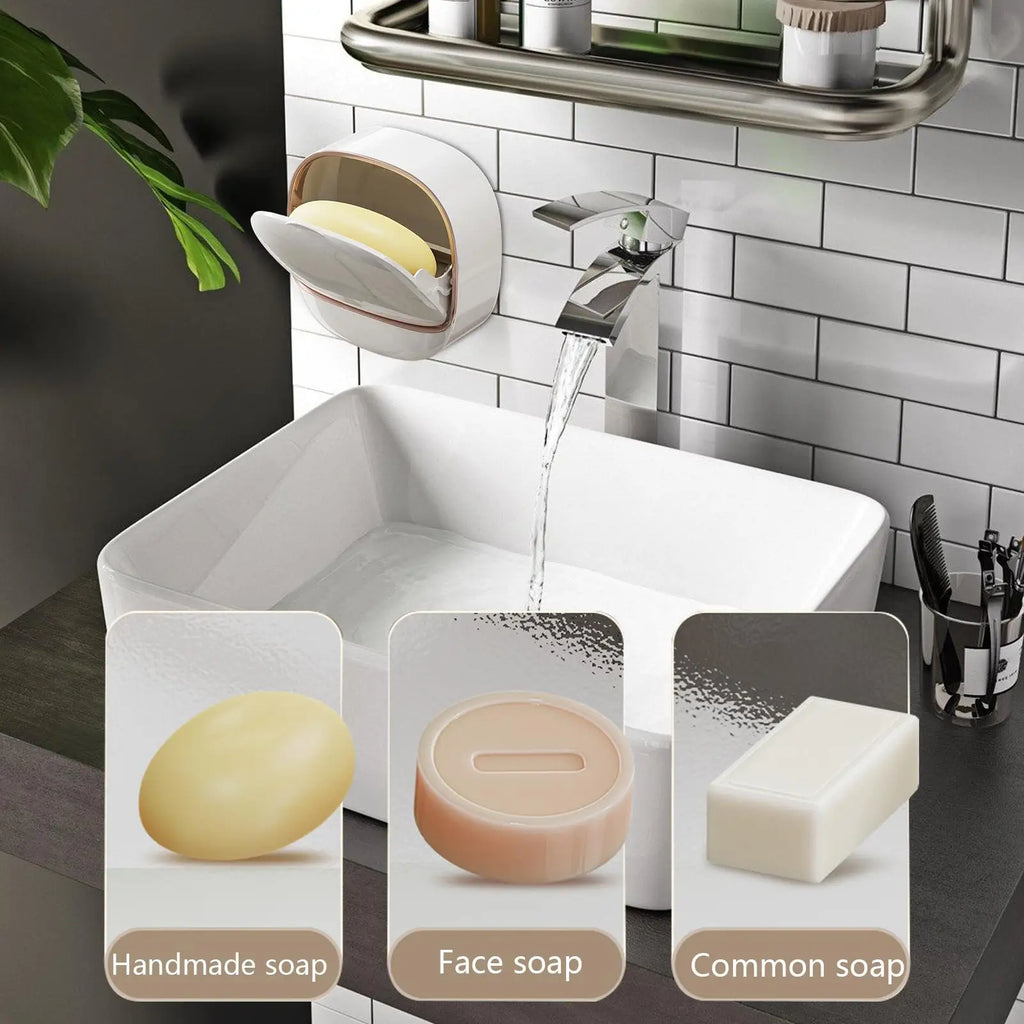 Soap Holder with drainage tray for Shower Wall, Soap Dish for Shower/Kitchens/Bathroom