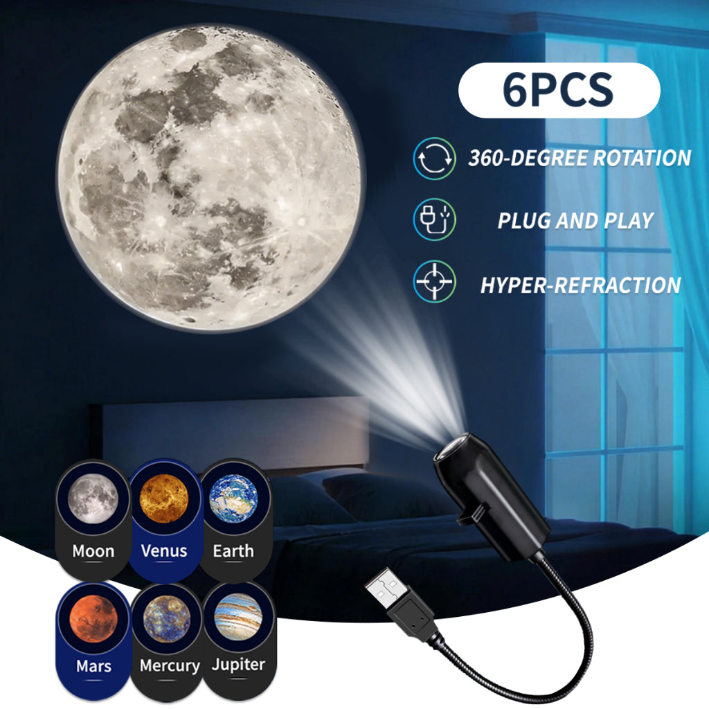 Moon Lamp 3 In 1 Night Light with Starry Projector